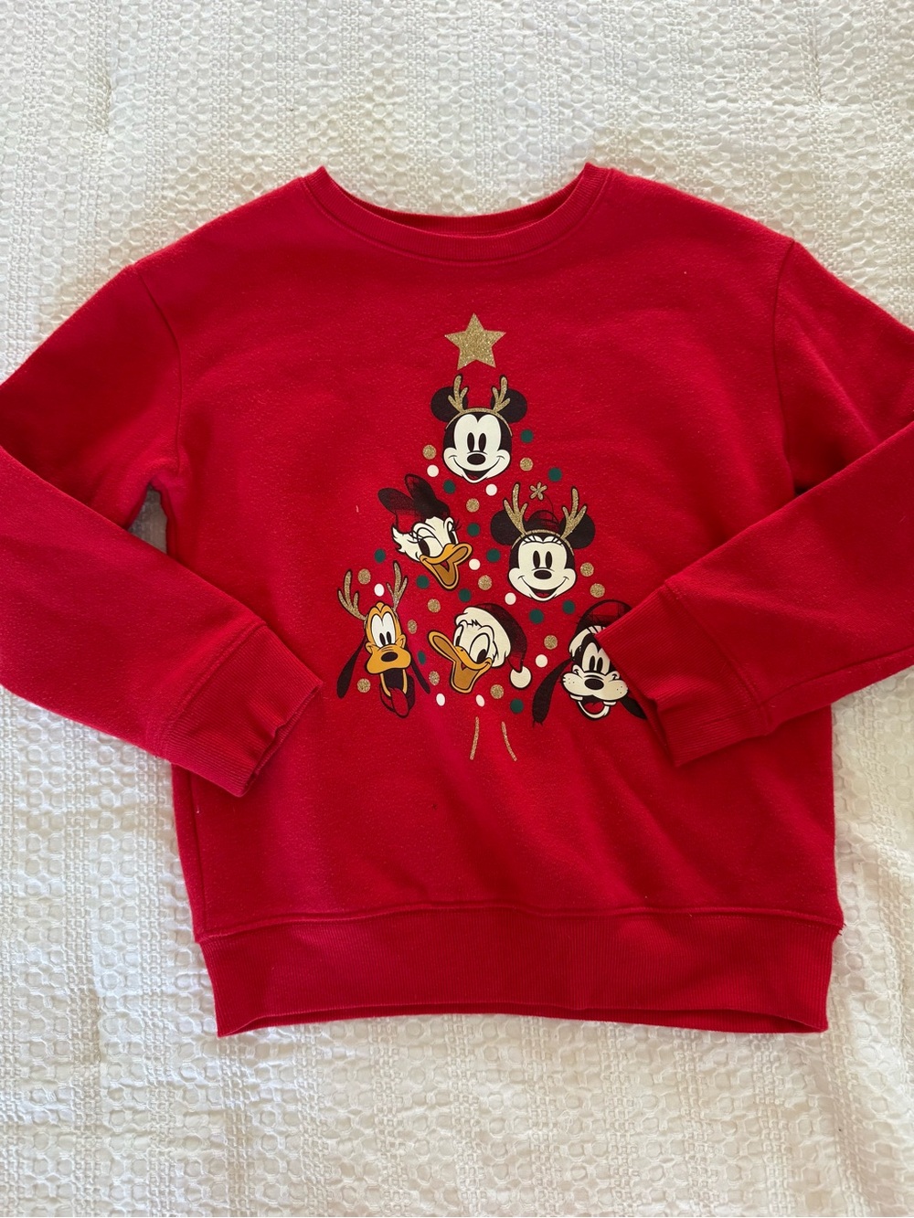 Red Disney Holiday Crewneck Sweatshirt (Mickey Minnie Pluto)